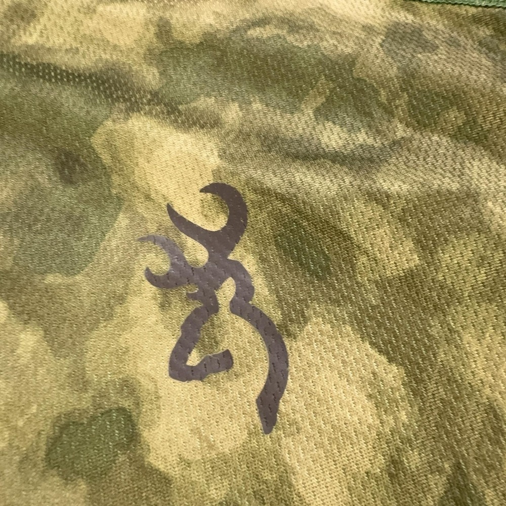 Browning Shirt Mens XL Green Camo Raglan Long Sleeve Hunting Performance Top - Picture 4 of 8